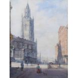 John Innes Herdman, 19th century, St. Nicholas Church and Mersey from Chapel Street, signed and