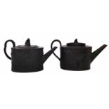 Two Black Basalt teapots one by B.Mayer, the other by Neale & Co. circa 1800 both with cloaked