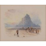 Myles Birket Foster (British, 1825-1899), Low Tide, Mont St. Michel, monogrammed, titled on