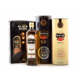 One bottle of Bushmills Black Bush whiskey 1L. One bottle of Bushmills Black Bush with commemorative