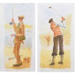 Phil George (1960-), Gone fishin - study and Hole in one? - study, both signed and titled,