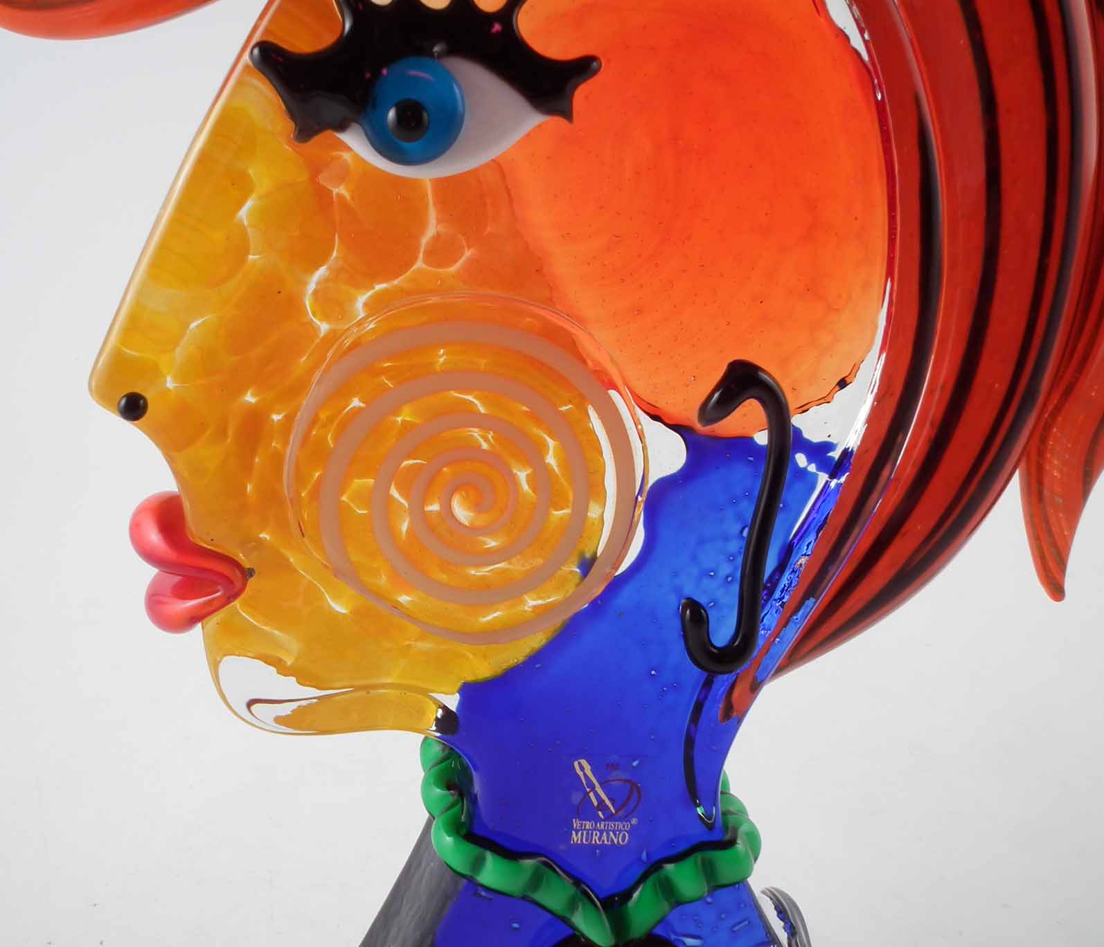 Murano Badioli Picasso inspired glass face sculpture, with impressed mark to side and etched - Image 3 of 6