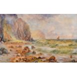 Joseph Hughes Clayton (exh. 1891-1929), Coastal view, signed, watercolour, 35.5 x 56cm.; 14 x