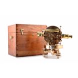 Surveyor's level by Negretti & Zambra contained in mahogany travel box, accompanied by brass and