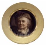 Vienna type plate, finely painted with an elderly gentleman wearing fur cap and collar, within