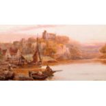 Walter Stuart Lloyd (1845-1959), River scene at Chepstow with figures and boats, signed and dated