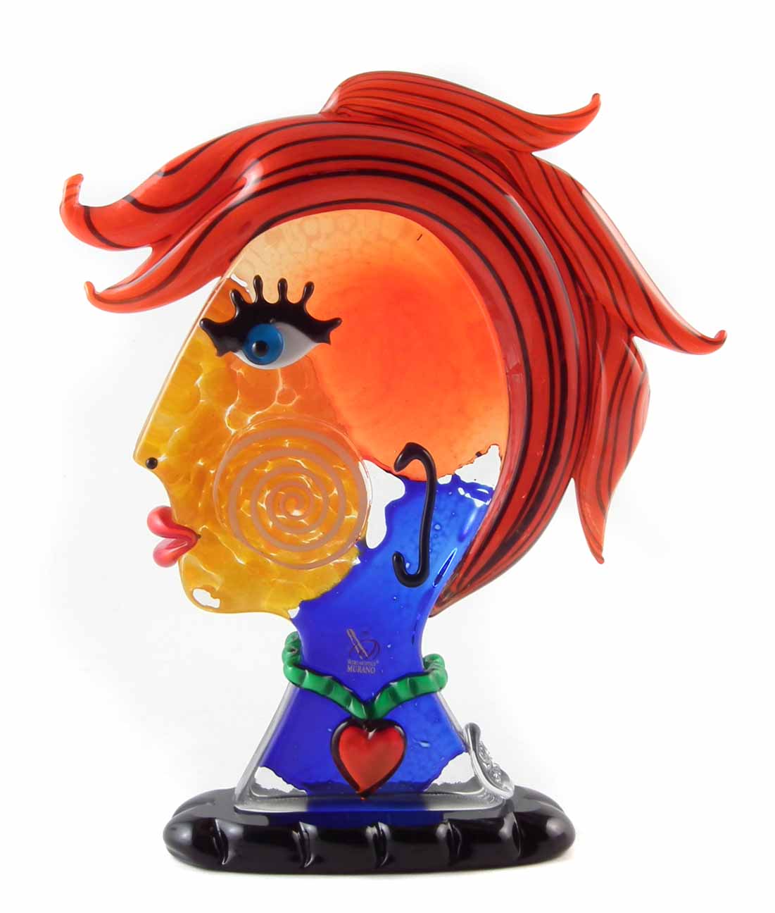 Murano Badioli Picasso inspired glass face sculpture, with impressed mark to side and etched - Image 2 of 6