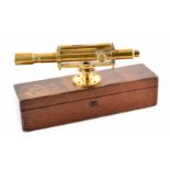 Brass surveyor's level signed Davis Derby. Single scope with spirit level all contained in