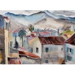 Terry McGlynn (1903-1973), Mediterranean village, signed, watercolour, 36 x 49cm.; 14.25 x 19.