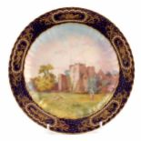 Royal Crown Derby plate signed Ellis Clark, finely painted with Ludlow Castle Shropshire, within