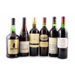 A selection of red wines and port: Christian Moueix Merlot, 1993. Cotes Du Rhone Villages,