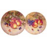 Large Royal Worcester plate signed Freeman, painted with fallen fruit, black printed mark to base,