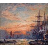 Sydney Goodwin (1867-1944), Evening Sunset on the Thames, initialled and dated '10, watercolour,