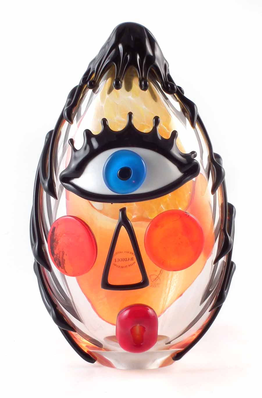 Murano Badioli Picasso inspired glass face sculpture, of vase form, etched signature to side, 23cm - Image 2 of 7