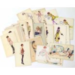 Collection of French fashion postcards after Xavier Sager No condition reports for this sale.