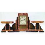 Art Deco clock garniture with Lateulere Marselle 'Just' movement. No condition reports for this