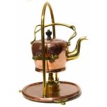 Arts & crafts copper and brass spirit kettle on stand No condition reports for this sale.