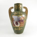 A Victorian Charles Barlow Recherchee decoration vase, having square reserve,