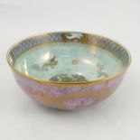 A Wedgwood lustre bowl, decorated with dragons to the interior and exterior, diameter 8.