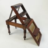 A 19th century mahogany metamorphic stool, opening out to form a set of library steps, 22.