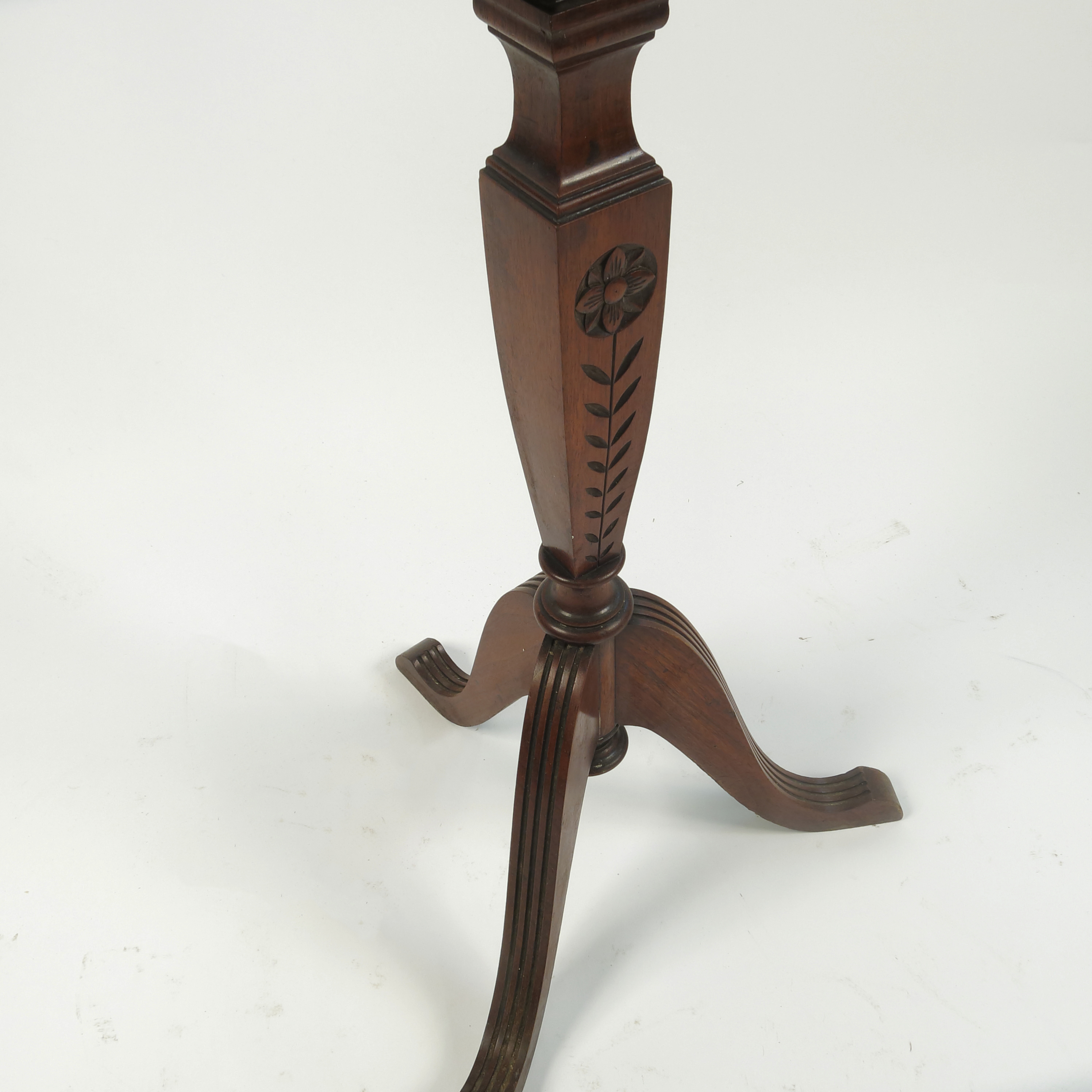 An Edwardian mahogany shaving stand, with hexagonal mirror fitted with two drawers to the stand, - Image 3 of 3