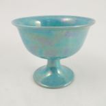 A Ruskin pottery pedestal bowl, decorated with a light blue lustre glaze, dated 1925, height 3.