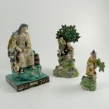 Three 19th century Staffordshire figures, titled Widow, Songsters and Sheperdiss, all AF, height 9.