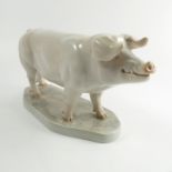 A large Copenhagen model, of a boar on a plinth, by Helen Schou,