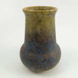 A Ruskin Pottery vase, of baluster form, decorated in a mottled green crystalline glaze, height 4.