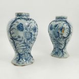 A pair of Antique Delft vases, of baluster form,