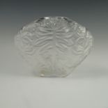 A Lalique Mahe' Clair glass vase, decorated with moulded leaves, modern etched mark to base,