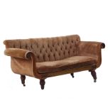 A Regency sofa, of elongated lyre shaped form,