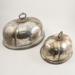 A silver plated meat dome, with engraved decoration, initials and crest, diameter 20.