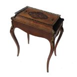 A Victorian jardiniere stand, with rectangular marquetry inlaid cover,