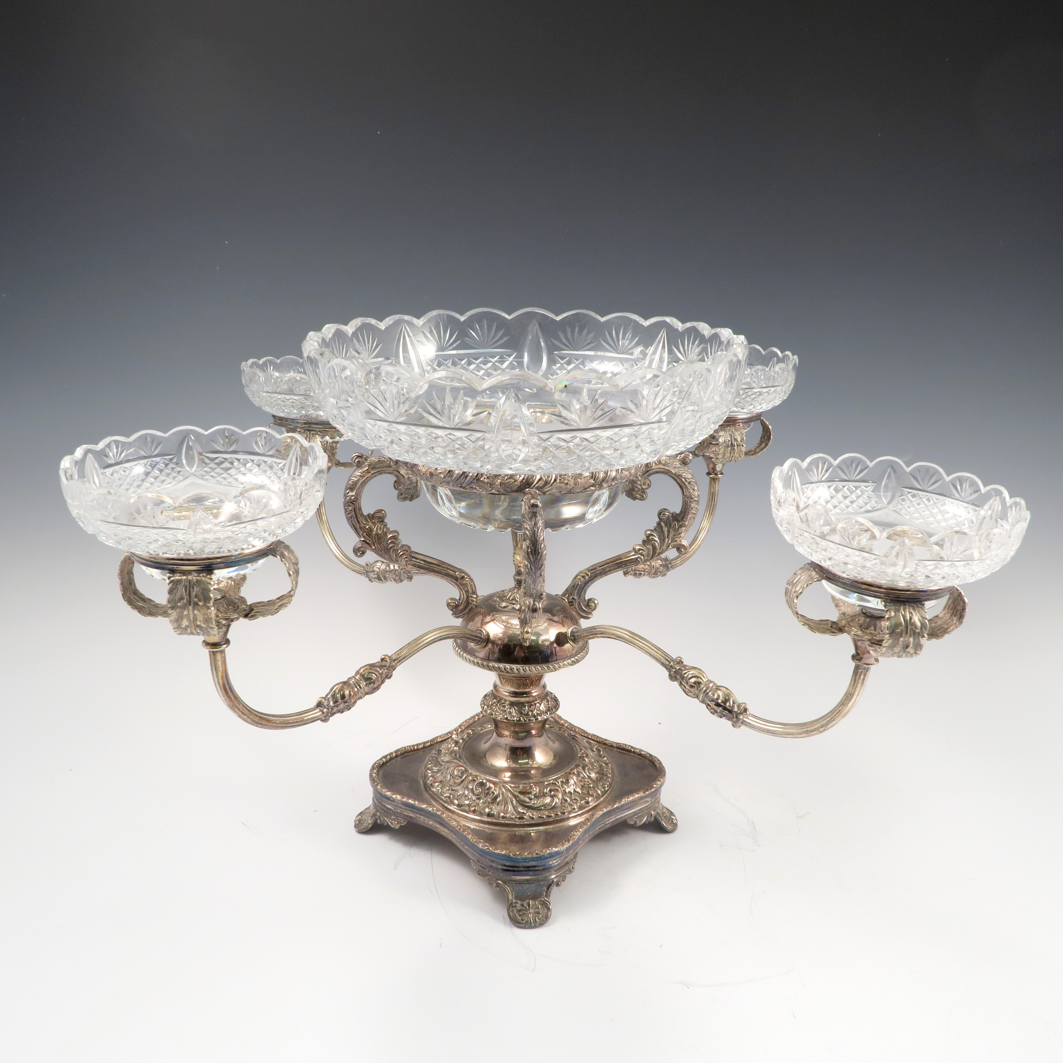 A silver plated centre piece, formed as a central stand, - Image 2 of 2