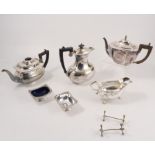 A collection of silver plate, to include cased spoons, tea knives, tea pots, condiments,