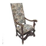 A pair of painted 17th century style arm chairs,