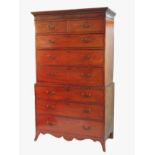 A Georgian mahogany chest on chest, the upper section fitted with two short over three long drawers,