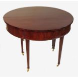 A pair of Georgian mahogany half round dining table ends, raised on square tapering legs,