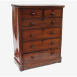 A 19th century mahogany chest, of two short drawers over four long drawers,