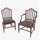 A set of ten (8 + 2) antique dining chairs,