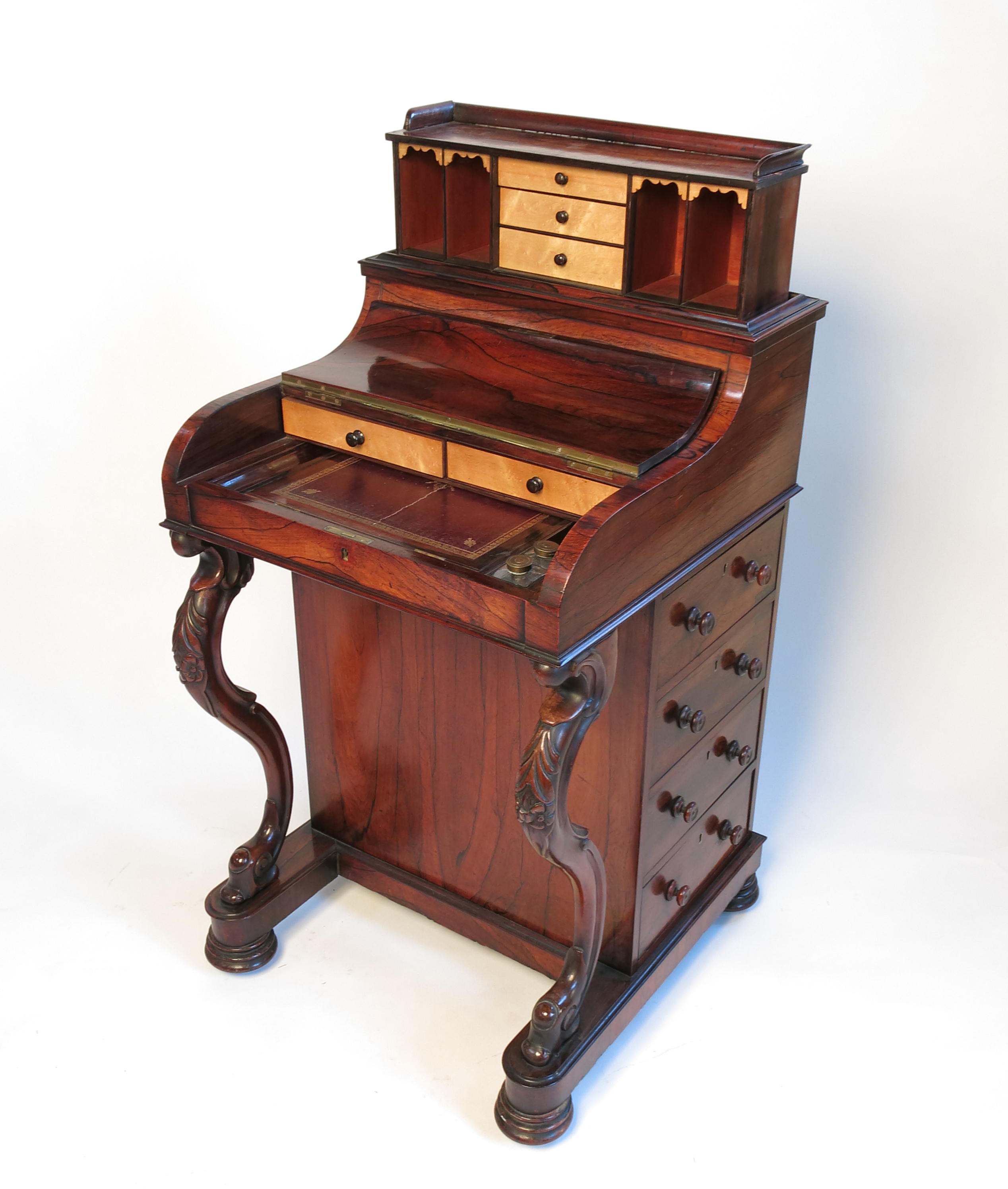 A Victorian rosewood piano top Davenport,