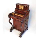 A Victorian rosewood piano top Davenport,