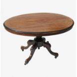 A 19th century walnut oval loo table,