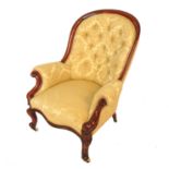 A 19th century mahogany show wood frame grandfather's chair,