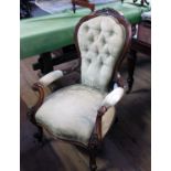 A 19th century mahogany spoon back show wood grandfather's chair,