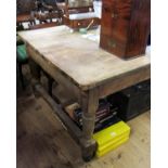 A pine scrub top country house kitchen table,