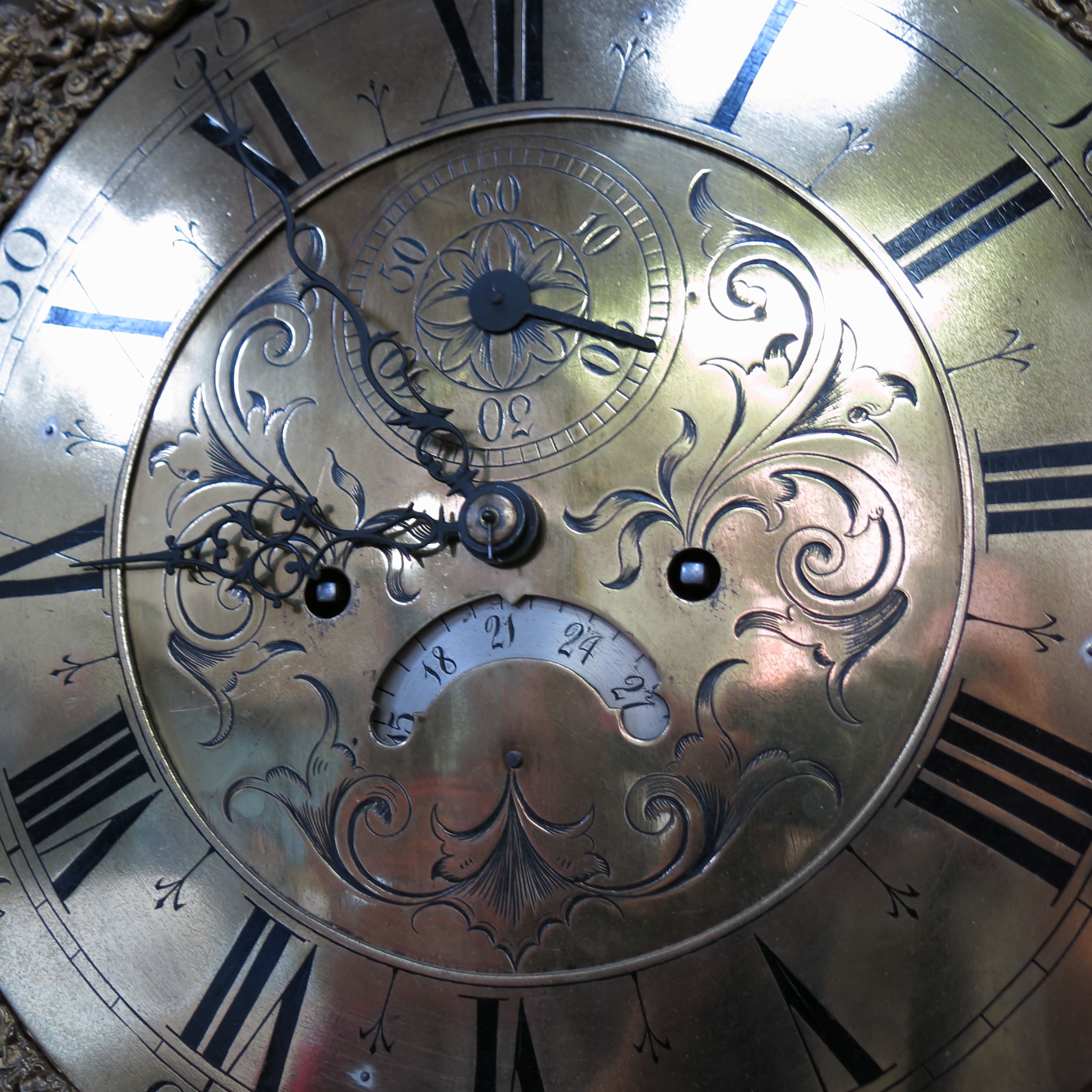 A 19th century long case clock, having a brass dome topped dial, - Image 2 of 5