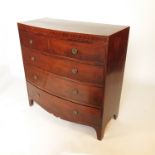 A 19th century mahogany bow front chest of drawers,