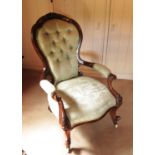 A Victorian show wood mahogany grandfather's chair,